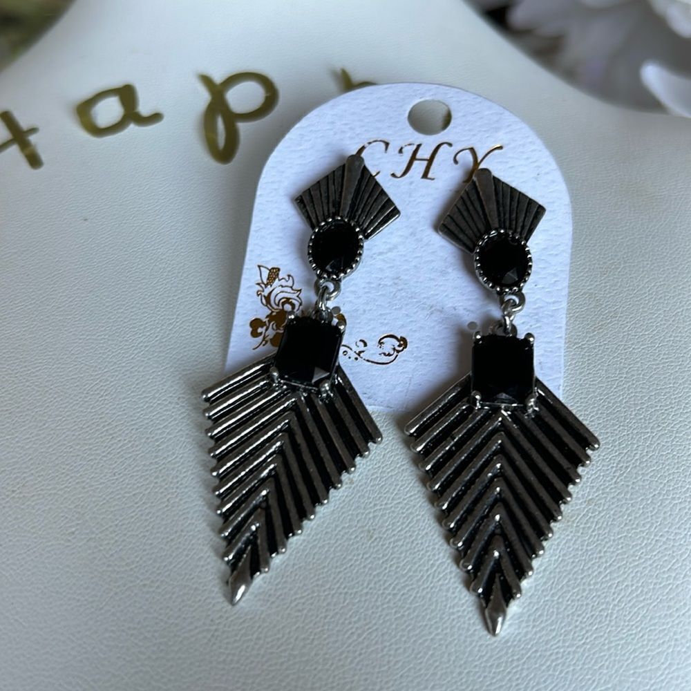 Fashion Jewelry earrings Black and silver color NWT